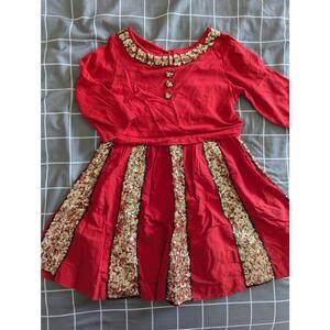 Boden Red and Gold Sequin Christmas Party Dress